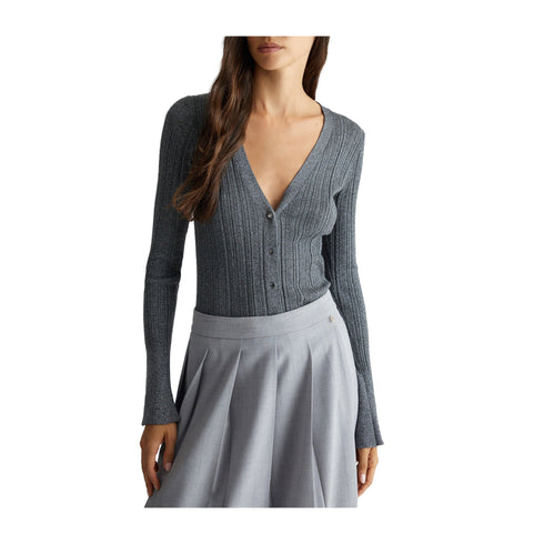 Liu Jo Cardigan Cardigan Donna a costine misto viscosa Argento - Francavilla Moda